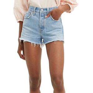 LEVI’S light wash denim high rise shorts